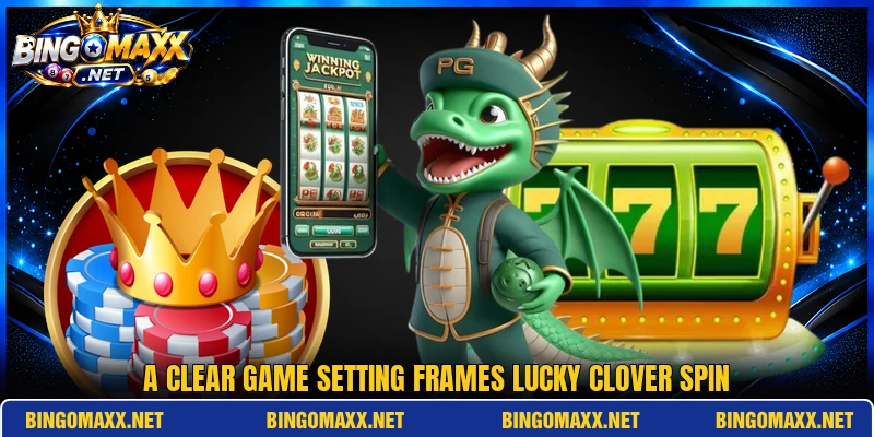 A clear game setting frames Lucky Clover Spin