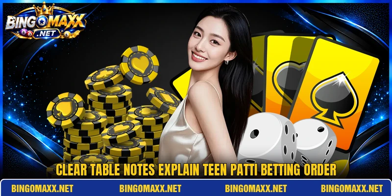 Clear table notes explain teen patti betting order