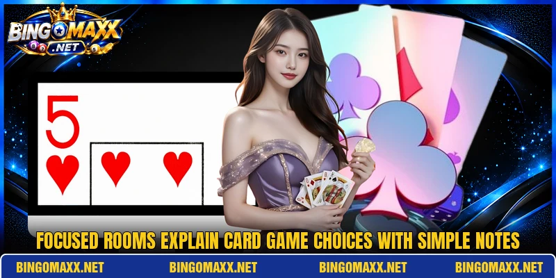 Focused rooms explain card game choices with simple notes