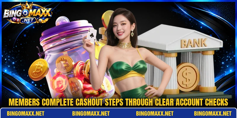 Members complete cashout steps through clear account checks Members complete cashout steps through clear account checks