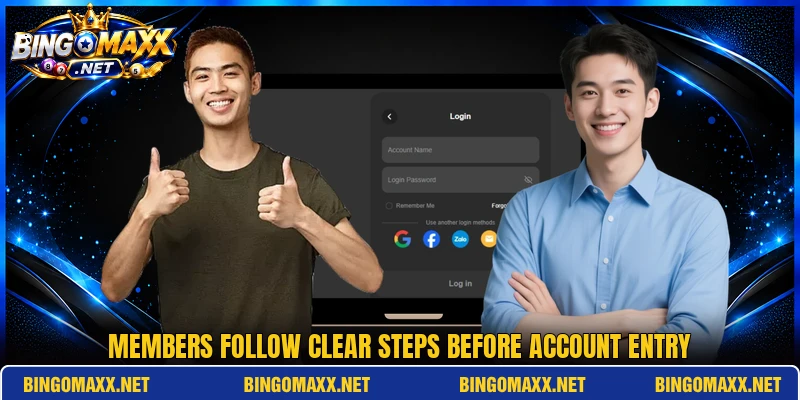 Members follow clear steps before account entry Members follow clear steps before account entry