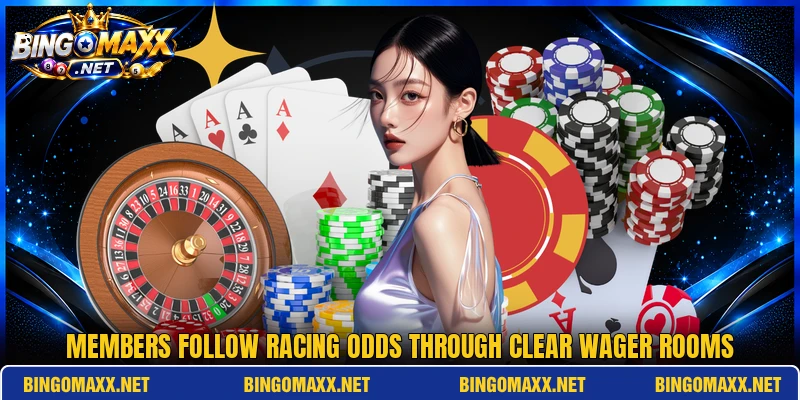 Members follow racing odds through clear wager rooms