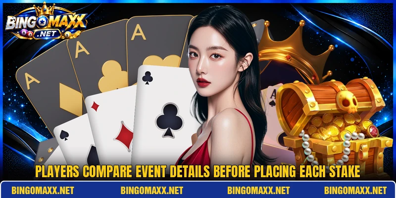 Players compare event details before placing each stake