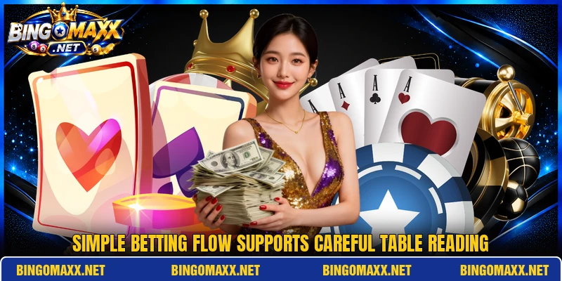 Simple betting flow supports careful table reading Simple betting flow supports careful table reading